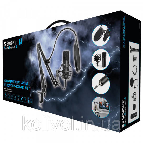 Ігровий стрім мікрофон Sandberg Streamer Kit USB, кабель 2,5м. (126-07) Київ - фото 3