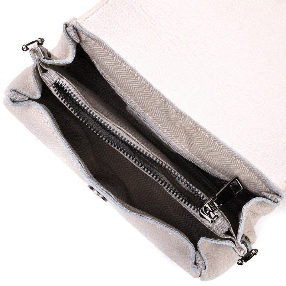 Кожаная женская сумка с треугольным клапаном Vintage 22255 Белая Киев - изображение 7