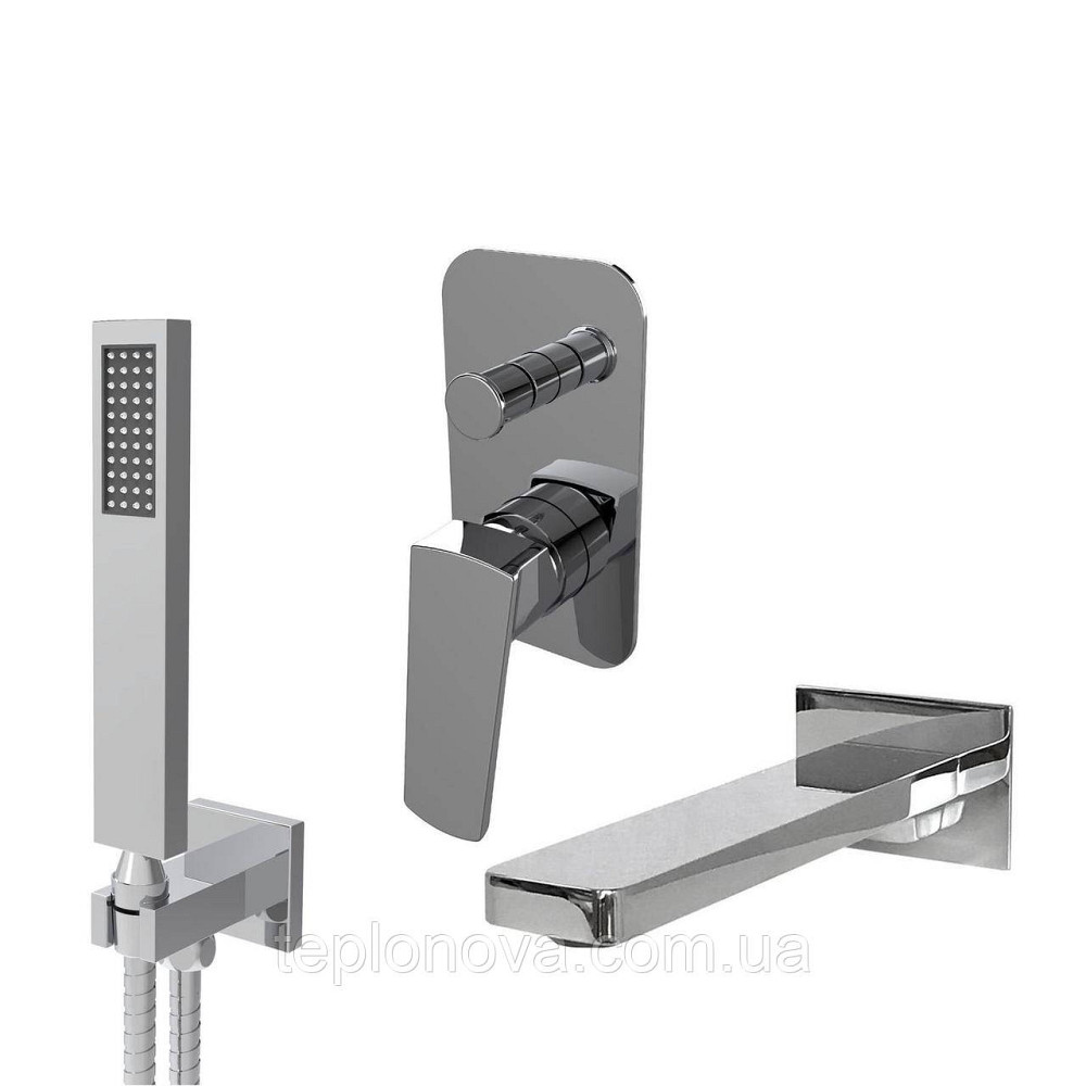 Смеситель для ванны встроенный TOPAZ LEXI TLG 21202-H21 2 выхода, ручная лейка, излив 190 мм Черновцы - изображение 2