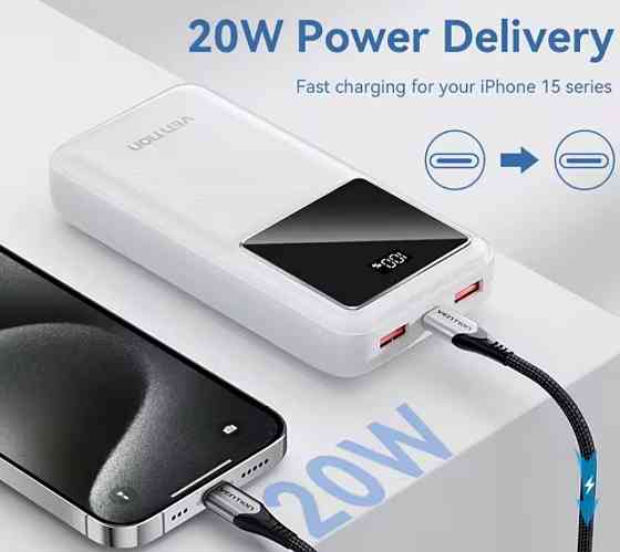 Vention 22,5 Вт Power Bank 30000 мАч PD3.0. Київ