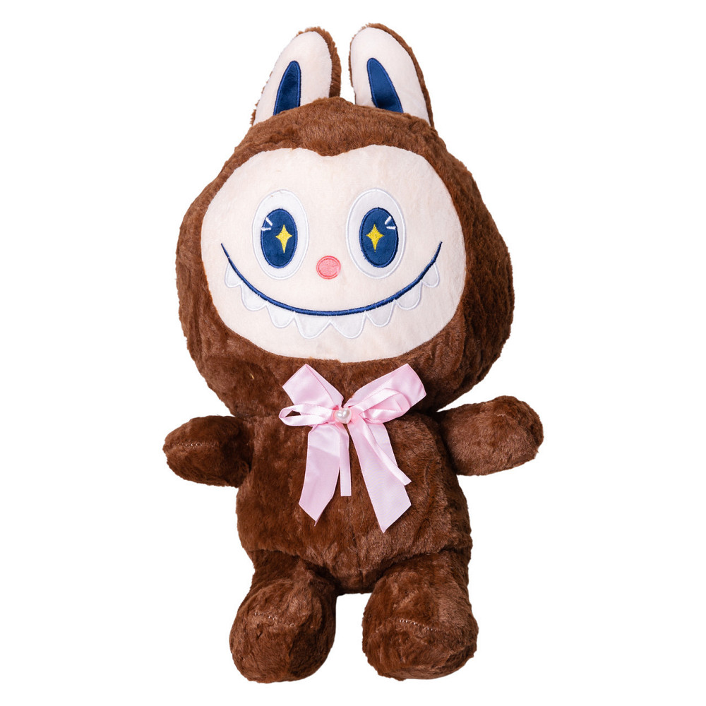 Дитяча м'яка іграшка Лабубу з пледом 54 см плюшева Коричнева ТМ COLORFUL HOME LAB3BR Київ - фото 1