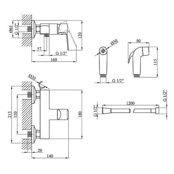 Набор для гігієнічного душу зовнішнього монтажу Kroner KRP Enzo - C052 Київ