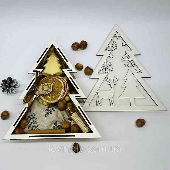 Подарочный набор в фигурной коробке: восковая свеча, глинтвейн, сладости Ирпень