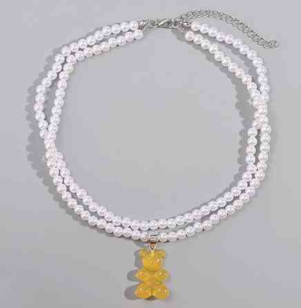 Ожерелье с мармеладным мишкой оранжевого цвета - длина 37см, размер мишки 3*2см Киев