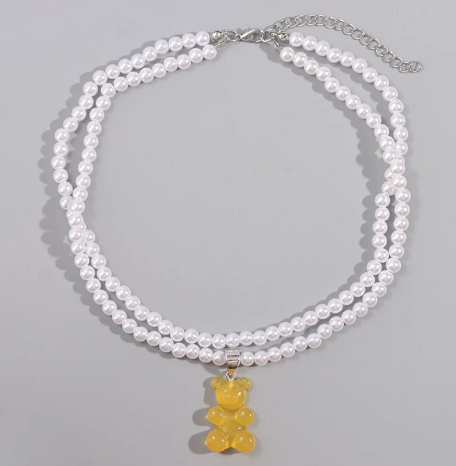 Ожерелье с мармеладным мишкой оранжевого цвета - длина 37см, размер мишки 3*2см Киев - изображение 1