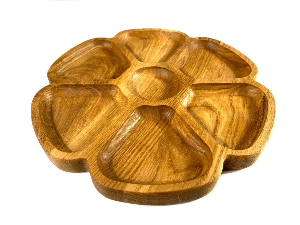 Деревʼяна тарілка з натурального дерева діаметр 25 см, висота 2 см, тарілка для закусок Кам'янець-Подільський - фото 4