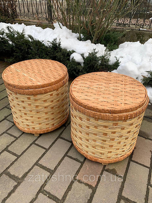 Пуфик-корзина  из лозы, плетеный, круглый Киев - изображение 4
