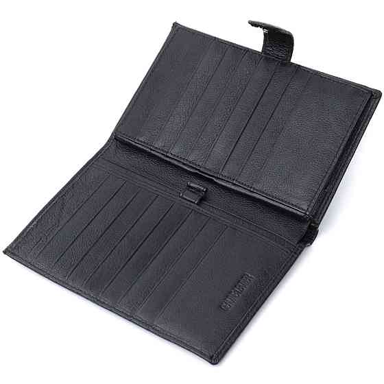 Универсальный мужской бумажник для денег и документов из натуральной кожи ST Leather 22735 Черный Киев