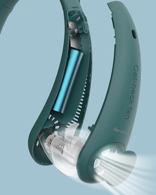 Міні вентилятор на шию аккумуляторный A206 (зелений) Чернівці - фото 2