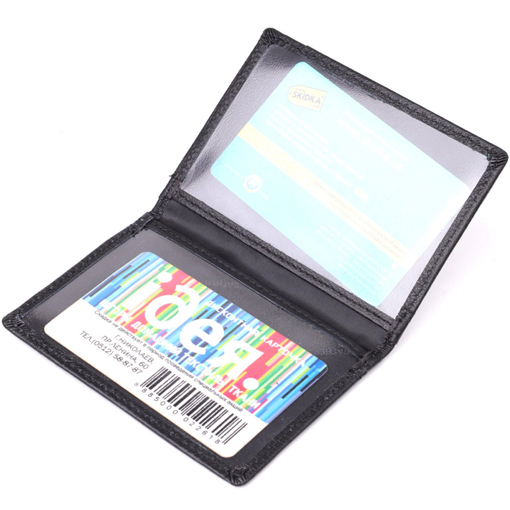 Чоловічий гаманець для карток із натуральної шкіри ST Leather 23091 Чорний Київ - фото 5