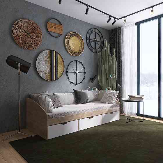 Ліжко односпальне з ящиками Еверест Комфорт 3 193х84х59 см Дуб сонома/Німфея Альба (білий) (DTM-073833) Львів