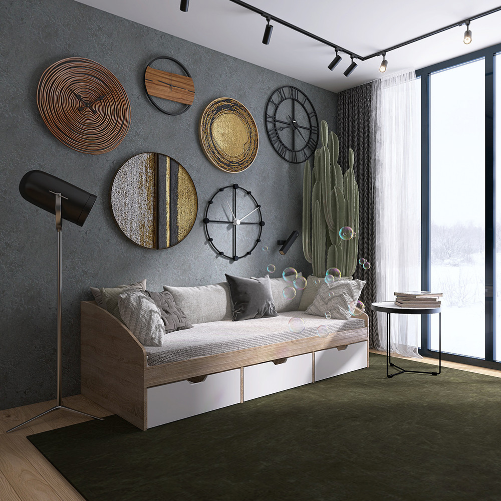 Ліжко односпальне з ящиками Еверест Комфорт 3 193х84х59 см Дуб сонома/Німфея Альба (білий) (DTM-073833) Львів - фото 2