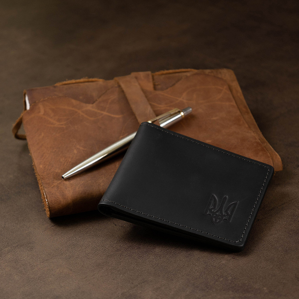 Шкіряна матова обкладинка для посвідчення GRANDE PELLE 11525 Чорний Київ - фото 8