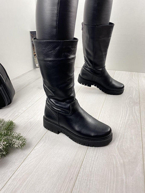 Напівчоботи жіночі VIKTTORIO чорні натуральна шкіра зима висота 28см обхват 43-45см (3086) Коломия - фото 6