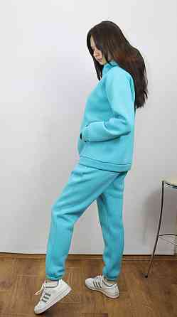 Костюм женский теплый спортивный на флисе кофта на змейке Голубой 50/52 Харьков