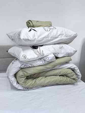 Ecotton Комплект постільної білизни Ecotton двоспальний Євро 210х220 см сатин Квіти білий та зе Коломия