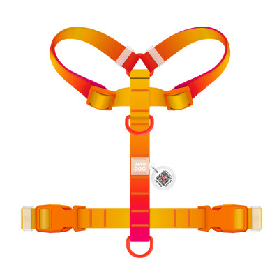 Шлей для собак WAUDOG Nylon Recycled анатомическая H-образная с QR-паспортом, пластиковый фастекс, L оранжевая (47534) Винница - изображение 2
