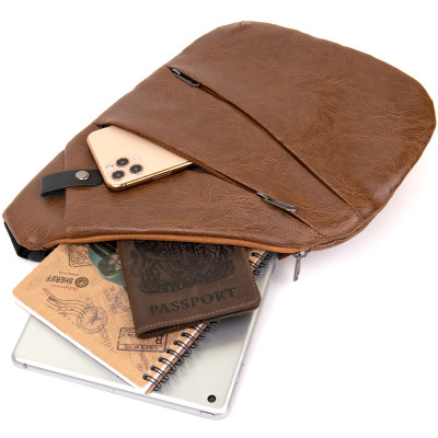 Сумка Vintage Слінг шкірозамінник Світло-коричнева (20567) Вінниця - фото 8