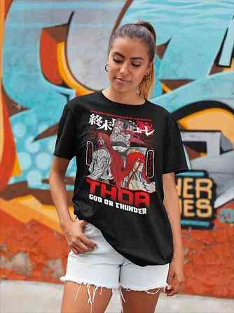 Футболка з аніме принтом Аніме Манга Тхор Рагнарок оверсайз (S/M/L) Чорний AnimeJ0299 Дніпро