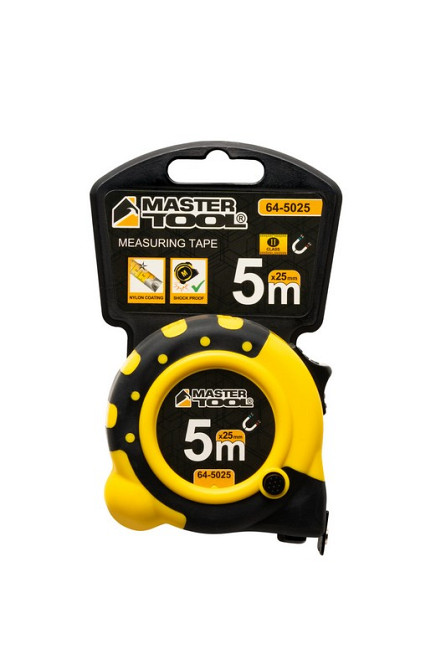 MASTERTOOL Рулетка MASTERTOOL 5 м×25 мм з магнітами 2 фіксатори кнопка STOP покриття TPR нейлон Коломия - фото 8