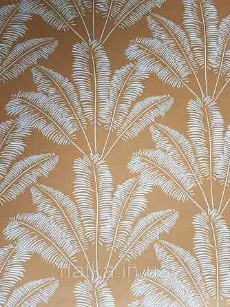 Шпалери флізелінові дитячі Caselio Our Planet листя папороті білі на жовто гірчичному тлі Київ