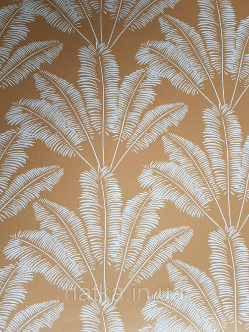 Шпалери флізелінові дитячі Caselio Our Planet листя папороті білі на жовто гірчичному тлі Київ - фото 2