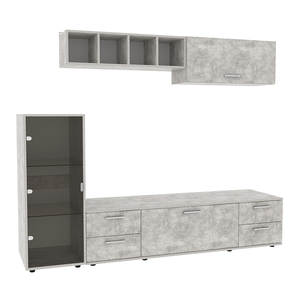 Стенка в гостиную Hugo-3, Бетон, 2060х520х1700 Львов - изображение 1