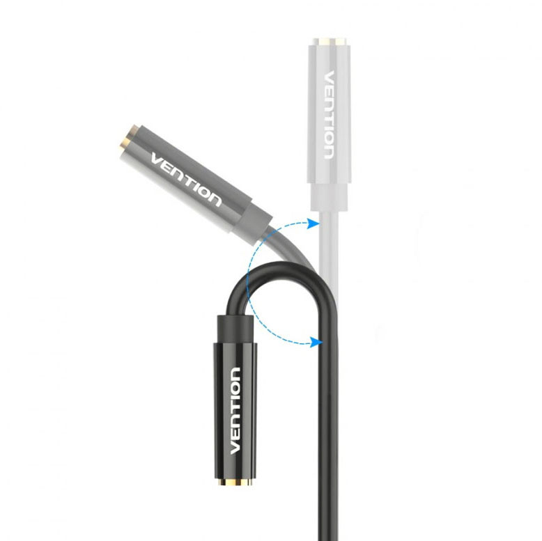 Перехідник Audio Jack TRS M -> 2xF, 0.3м Stereo Splitter чорний Vention Вінниця - фото 2