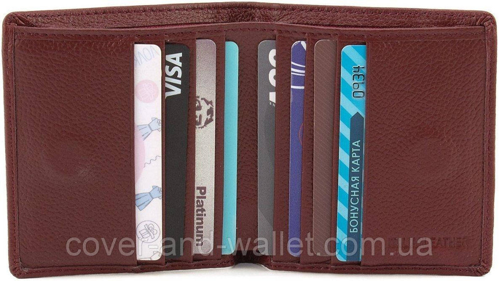 Маленький женский кожаный кошелек бордового цвета на магнитах ST Leather Киев - изображение 4