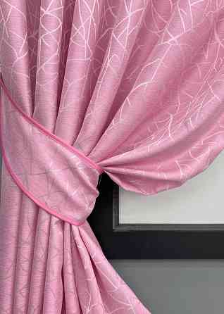 Комплект коротких штор VR-Textil Жакард Савана № 519ш Рожевий 130х170 см 2 шт (35-0419) Київ
