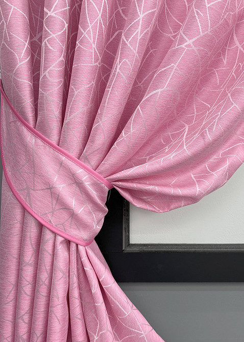 Комплект коротких штор VR-Textil Жакард Савана № 519ш Розовый 130х170 см 2 шт (35-0419) Киев - изображение 4