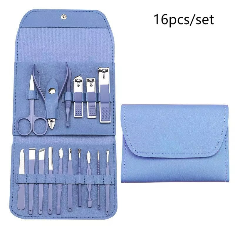 Набор для маникюра и педикюра в кейсе,пинцет,пилочка,ножницы универсальные предметы 16 шт, цвет синий Каменец-Подольский - изображение 3