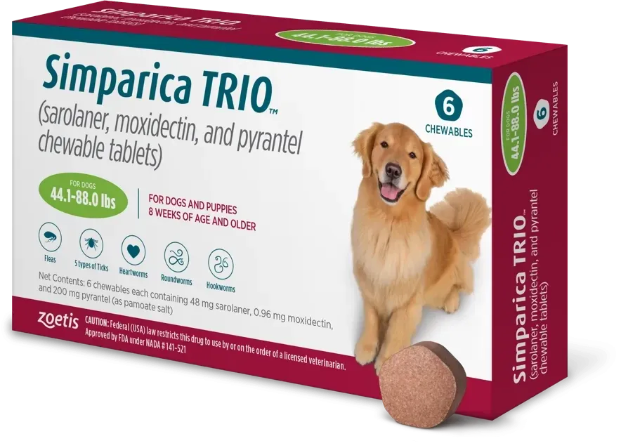 Simparica TRIO (Симпарика ТРИО) таблетки от блох, клещей и гельминтов для больших собак весом от 20 до 40 кг Запорожье - изображение 1