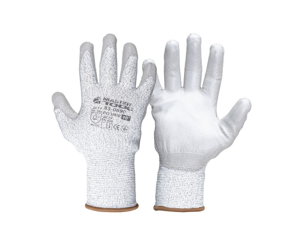 MASTERTOOL Рукавички порізостійкі MASTERTOOL армоване ПЕ волокно з поліуретановим покриттям дол Киев - изображение 3