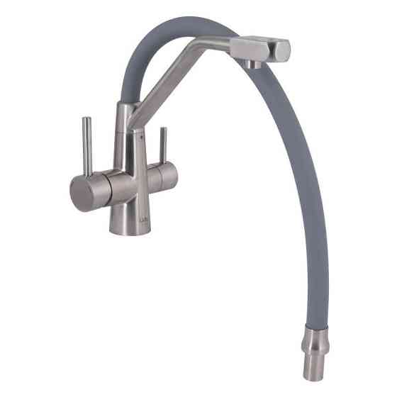 Змішувач для кухні Lidz Aria 020F3 з гнучким виливом та підключенням до фільтра LDARI020F3GNK39211 сатин/сірий Київ