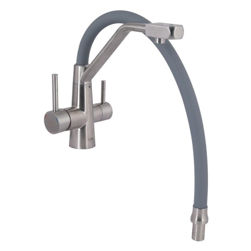 Змішувач для кухні Lidz Aria 020F3 з гнучким виливом та підключенням до фільтра LDARI020F3GNK39211 сатин/сірий Київ - фото 4