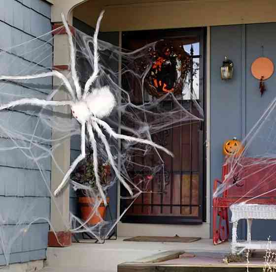 Паук на Хэллоуин декоративный 150 см белый Киев