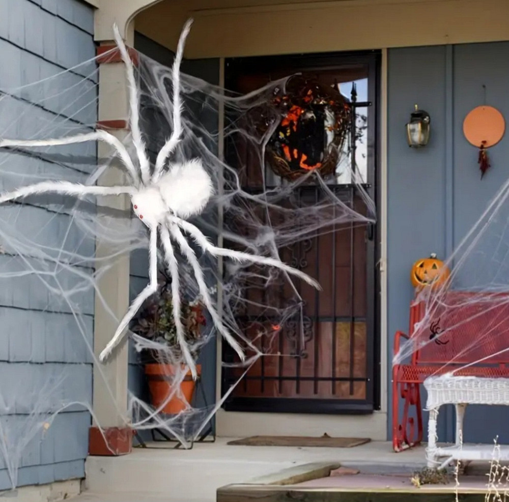 Паук на Хэллоуин декоративный 150 см белый Киев - изображение 4