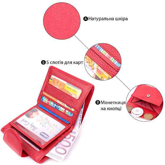 Женский яркий кошелек вертикального типа из натуральной кожи ST Leather 22453 Красный Киев