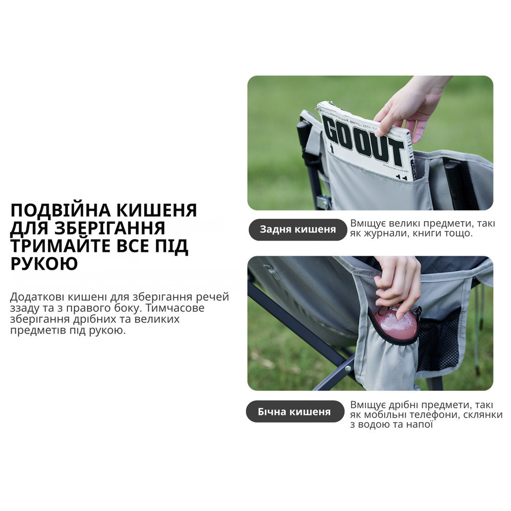 Стул складной Naturehike CNK23JU0001, темно-зеленый Ровно - изображение 8