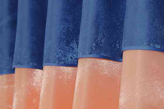 Кухонные шторы VR-Textil № 073к с ламбрекеном и подхватами персиковый с синим 270х170 см (52-0215) Киев