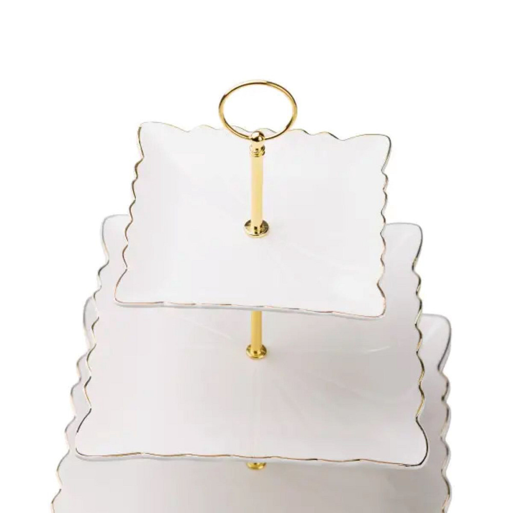 Yiwu Етажерка для фруктів і десертів 3- ярусна квадратна, біла HP-7-730 Київ - фото 4