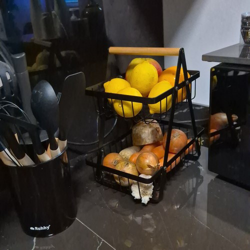 Кошик двоярусний для фруктів і овочів Ruhhy (24265) Чорний Нововолинськ - фото 9