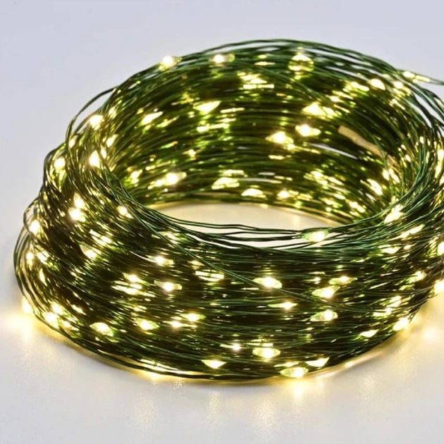 Світлодіодна гірлянда-роса 30 м (300 LED): USB, 8 режимів, Тепле світло, Гнучка мідна нитка для декору Київ - фото 10