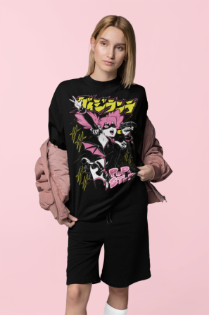 Футболка мужская аниме Поп Степ Аниме Суммер оверсайз (S/M/L) Черний AnimeJ0780 Днепр