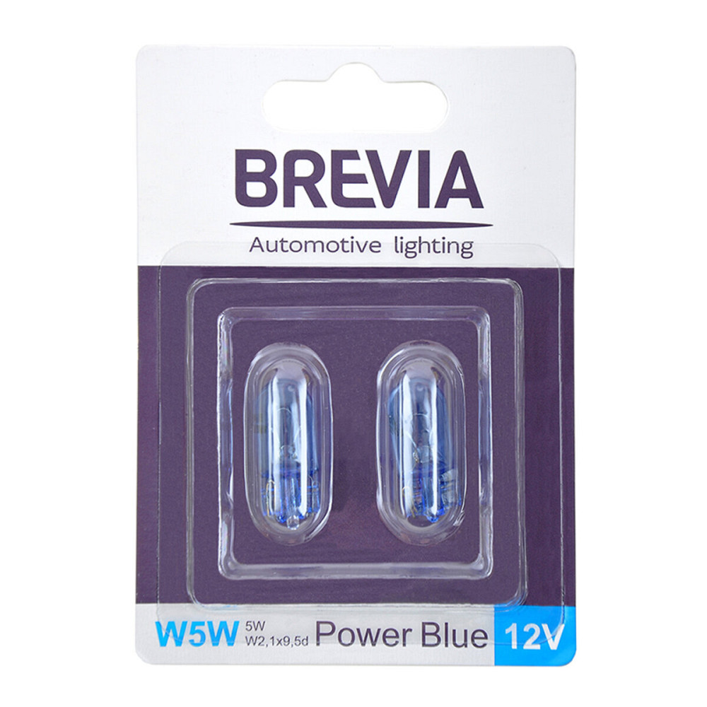Лампа розжарювання Brevia W5W 12V 5W W2.1x9.5d Power Blue B2, 2шт Київ - фото 1