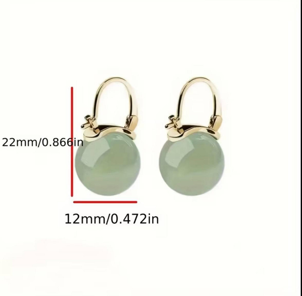 Сережки з імітацією нефриту – зелені кульки Київ - фото 3