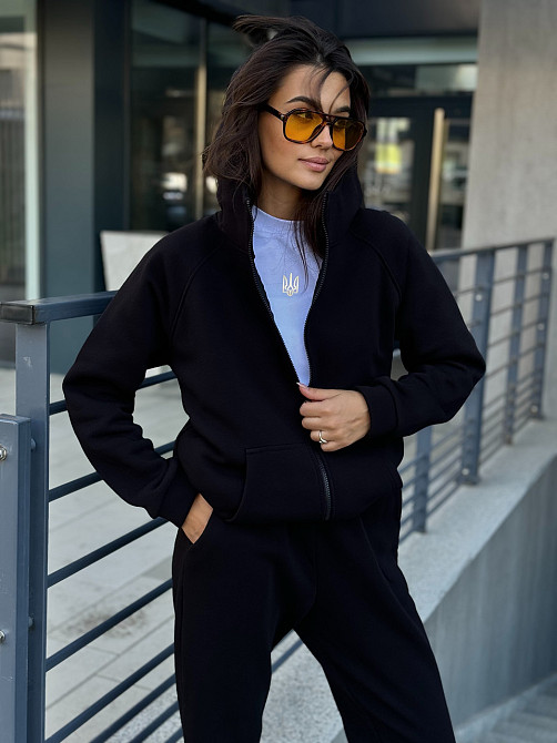 Жіночий зіп худі оверсайз Чорний 42/44 Харків - фото 4