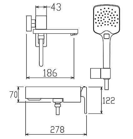 Змішувач для ванни з коротким виливом KOER KB-41039-01 (Колір хром) (KR5996)   ( 24776 ) Харьков