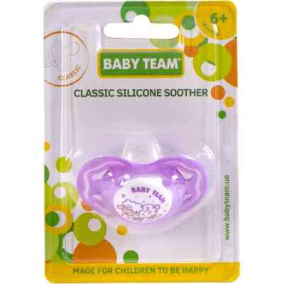 Пустушка Baby Team силіконова, класична, 6+ міс (3014_фіолетовий) Вінниця
